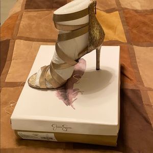 Gold Jessica Simpson sandal heels